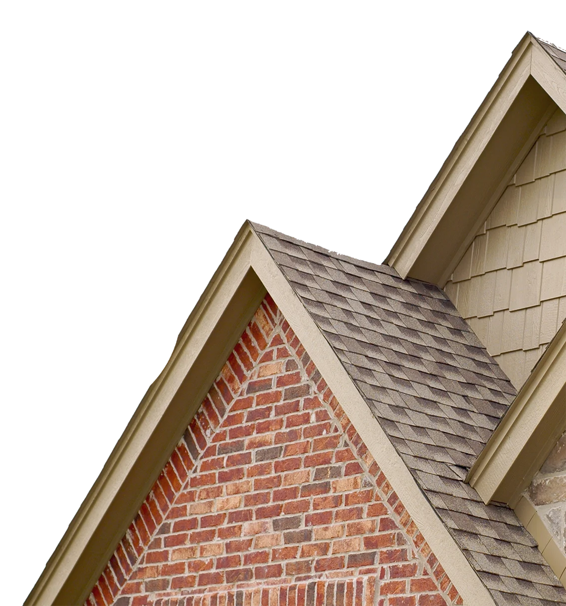 Three Roof Gables. Three roof peaks stacked on top of each other.